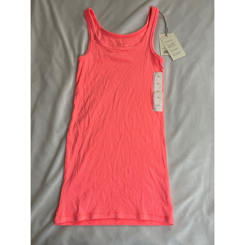 A New Day Neon Pink Ribbed Tank Top XS New With Tags Scoop Neck Sleeveless